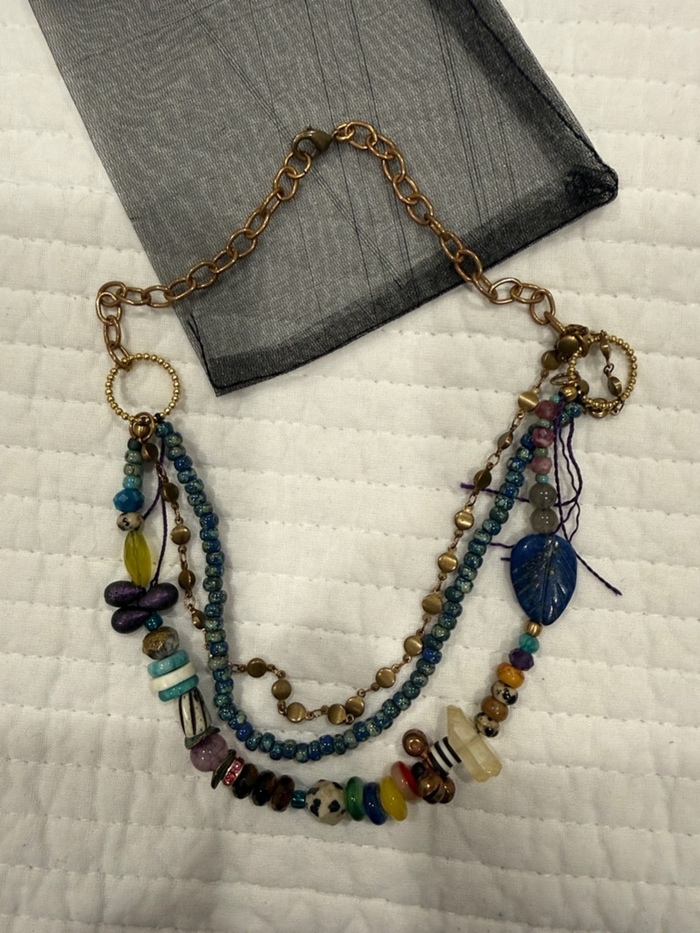 Hand made boho Multi-Strand Beaded Necklace inMulti-Color chocker style